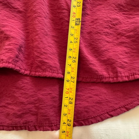 Laura Scott Burgundy Blouse Concealed Placket with Roll up button sleeves 1X - Picture 7 of 12